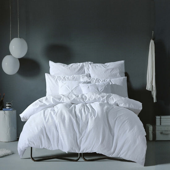 Seersucker White Duvet Cover